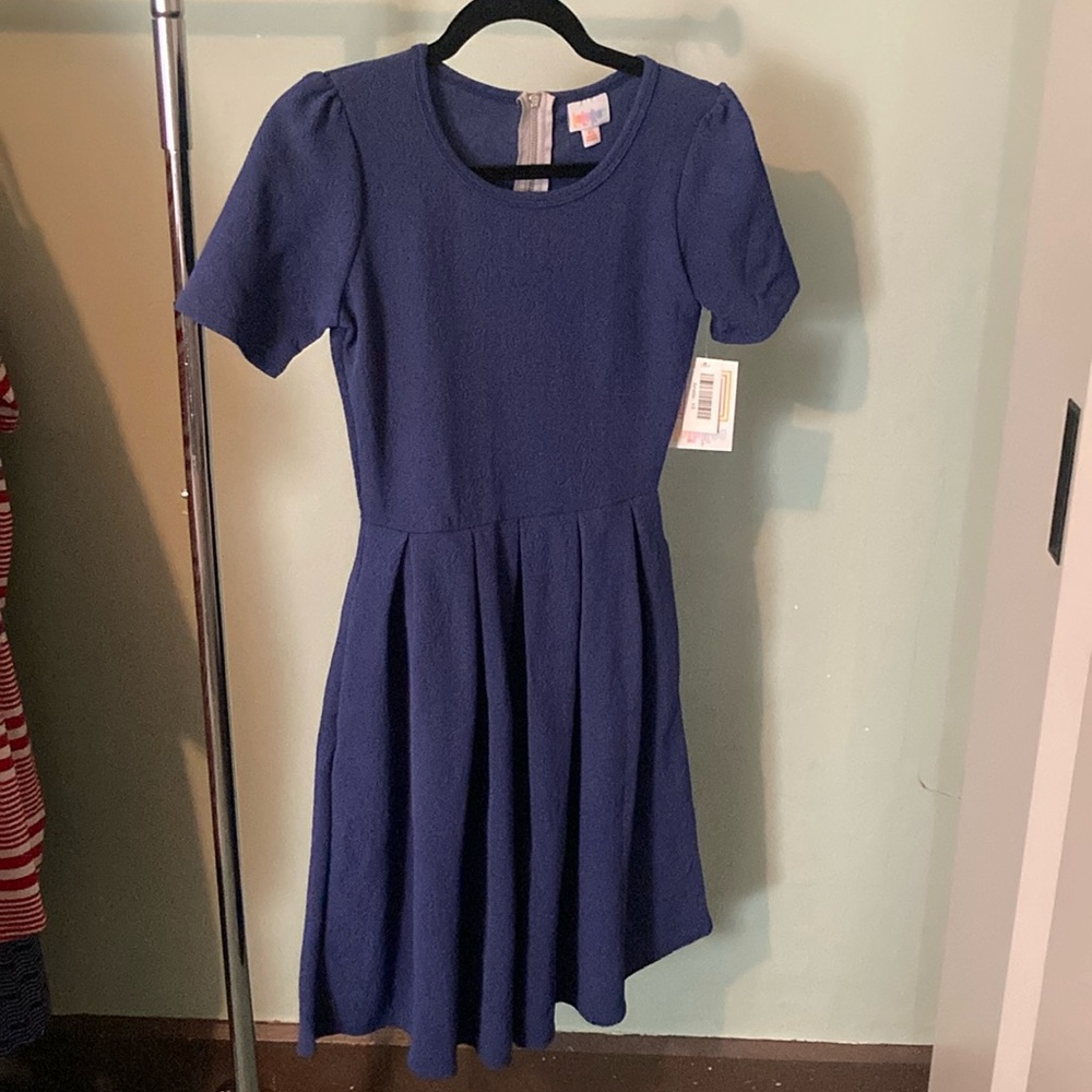 Lularoe xs dark blue zip up Amelia dress